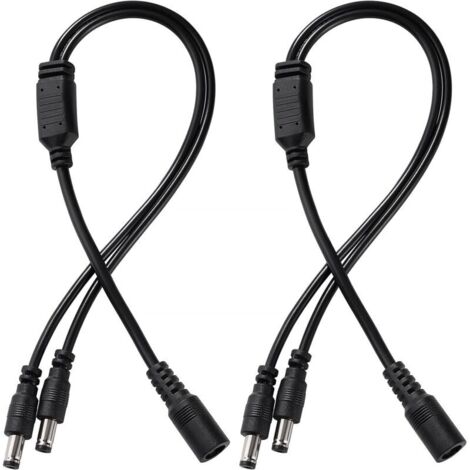 2 Stück 5,5 x 2,1 mm 5–24 V 1 Buchse auf 2 Stecker DC-Kabelverteiler, 2-Wege-DC-Stromkabelverteiler, für Überwachungskameras, LED-Streifen