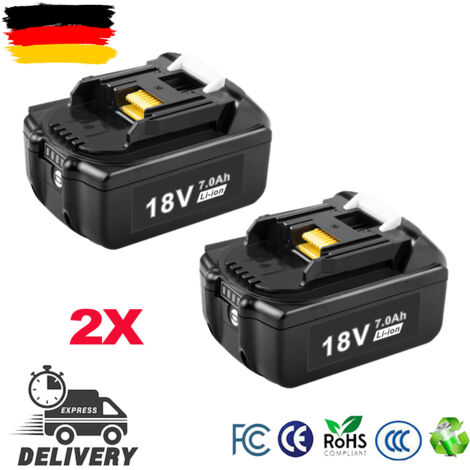 2 Stück 7,0 Ah BL1860 Li-on Ersatz für Makita 18 Volt Werkzeuge Bohrer Akku Pin BL1830 BL1850 BL1815 BL1890 LXT400 Akku mit Licht