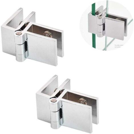 2 Stück 90-Grad-Glasscharnier aus Zinklegierung, Glastürscharnier-Set, Befestigungsclip für Duschtüren, Vitrinentüren, Glasdicke 5–8 mm