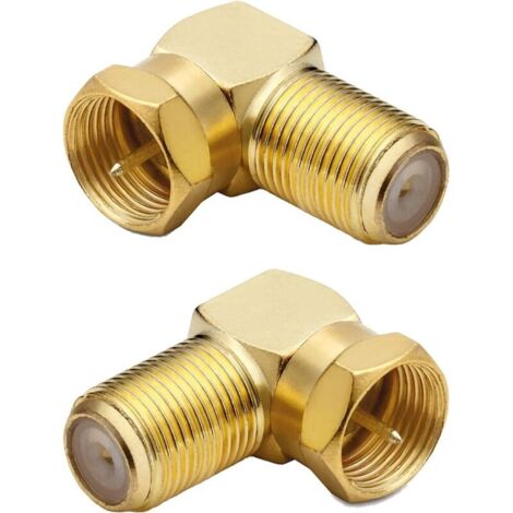 2 Stück 90 Grad Satelliten-Eckstecker, Koaxial-Eckstecker, Antennenstecker Winkel für Antennenkabel, Satellitenkabel, Koaxialkabel, vergoldet
