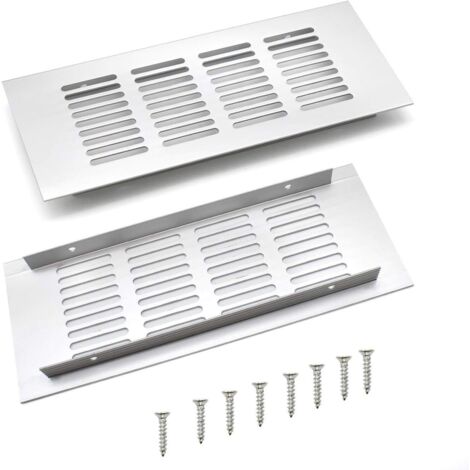 2 Stück Aluminium-Einbaulüftungsgitter, 200 mm Winkellüftungsgitter für Schrank- und Schlafzimmerlüftung (Silber)