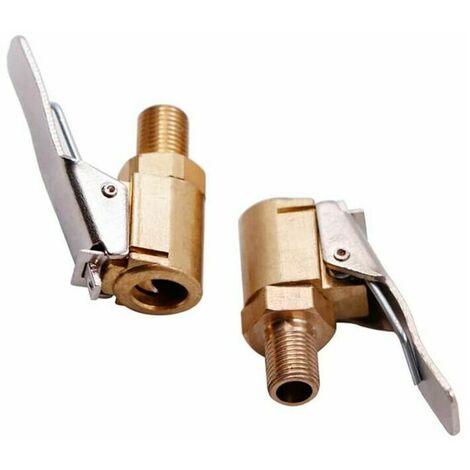 2 Stück Autoreifenventiladapter, 8 mm Pumpendüse Messing Inflationsventil Clip Klemmverbinder Adapter für Auto- oder LKW-Reifen,
