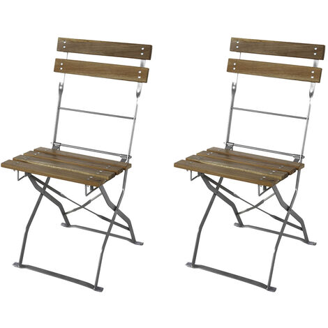 2 Stück Biergarten Sessel Akazie Stahl Pulverbeschichtet-DBG1000-2