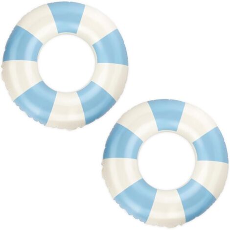 2 Stück blau-weiß gestreifte Schwimmbojen, Schwimmringe