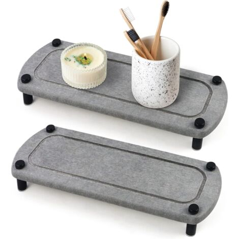 2 Stück Diatomeen-Erde Seifenablage, Schnelltrocknend für Waschbecken, Badezimmer & Küche, Steintrockenhalter für Schwamm, Seife, Bürste, Spülschwamm (2er Set)
