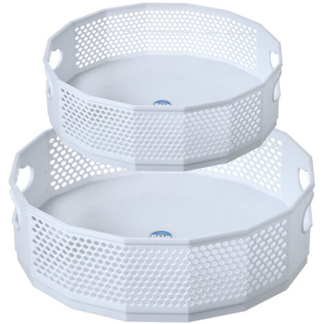 2 Stück Drehplatte Küchen Organizer, Lazy Susan Küchenregal Drehbares Gewürzregal Drehteller Drehbares Tablett Organizer für Kühlschrank Küche Speisekammer Schrank Kosmetiktisch - Weiß