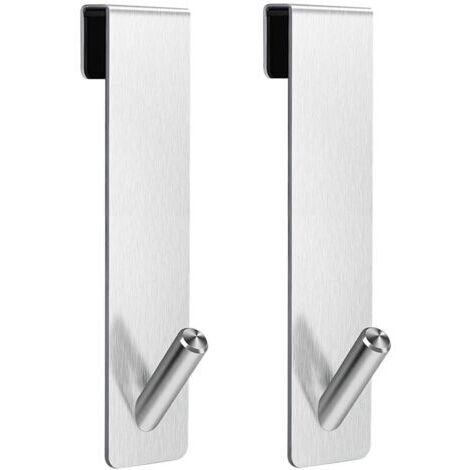 2 Stück Duschhaken zum Häkeln, toallero sin perforación, ganchos de puerta para puertas de vidrio sin marco, para un grosor de puerta de 6–12 mm (Plateado)