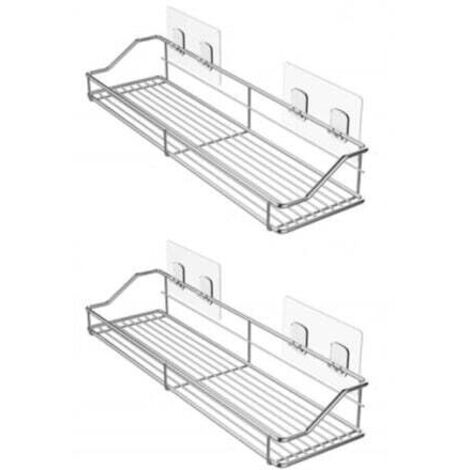 2 Stück Duschhelfer Korb Regal Bad Organizer Küche Gewürzregal Edelstahl SUS304 - ohne Bohren