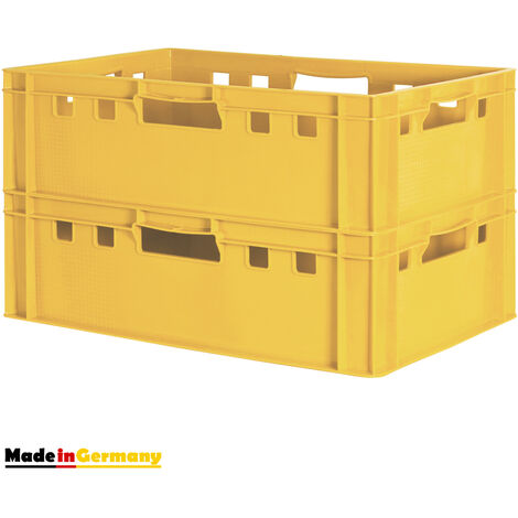 6 Stück E2 Eurofleischkiste Stapelkiste Box Metzgerkiste lebensmittelecht gelb. 