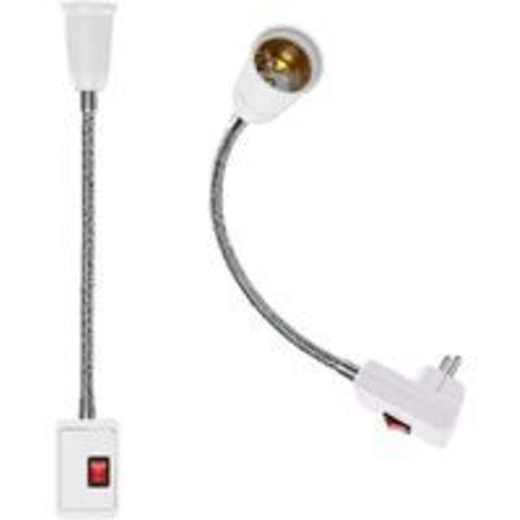 2 Stück E27-LED-Lampenfassung mit Schalter, Lampenfassungs-Adapter-Konverter mit flexiblem 5,9-Zoll-Schwanenhals und EU-Stecker, E27-Lampenfassung für Büro, Schlafzimmer, Küche