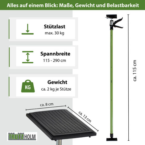 2 Stück Einhandstützen teleskopierbar 115 cm - 290 cm 45° neigbar Montagestützen Deckenstützen