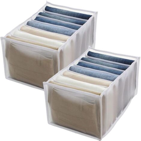 2 Stück faltbare Mesh-Aufbewahrungsbox, Jeans-Schubladen-Organizer, Schubladen-Organizer, faltbarer Schubladen-Organizer, 7 Gitter, zur Aufbewahrung von Kleidung, Leggings, T-Shirts, Jeans