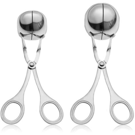 2 Stück Fleischbällchenausstecher, Fleischzange aus Edelstahl, antihaftbeschichtete Kuchenzange, Eiszange, Cake-Pop-Fleischbällchen-Maker