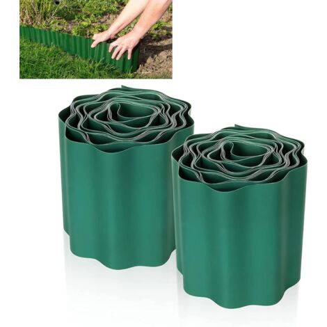 2 Stück flexible Rasenkanten 9 m × 15 cm, Rasenzaun Kunststoff-Garteneinfassung Garteneinfassung PVC-Garteneinfassung für den Außenbereich – grüne flexible Garteneinfassung