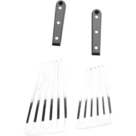 2 Stück geschlitzte Fischspatel, breit, dünn, gebogen, für die Küche, Kochspatel, Wender zum Grillen und Braten