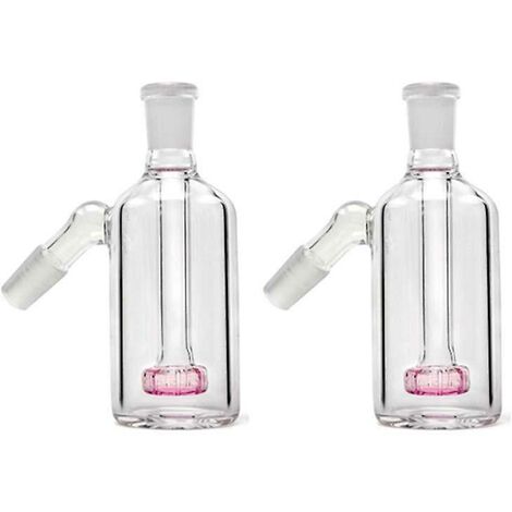 2 Stück Glasstück 14 mm 45 Grad mit Filterung, rosa/klar
