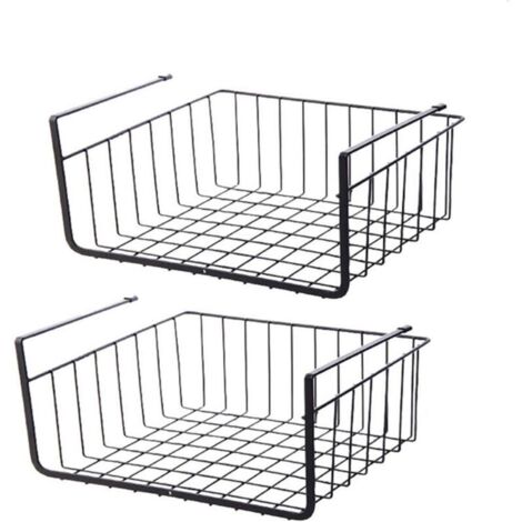 2 Stück Hängekorb-Organizer, Hängeregalkorb, Aufbewahrungskorb unter dem Regal für Küchenschränke, Schränke, Regale, Unterschränke (schwarz)