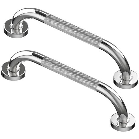 2 Stück Haltegriffe für Senioren 30 CM Wand Verchromt Edelstahl Badezimmer Haltegriff, Dusche Griff, Bad Griff, Duschgriffe für Senior und Behinderte Badewanne Anti-Rutsch-Muster