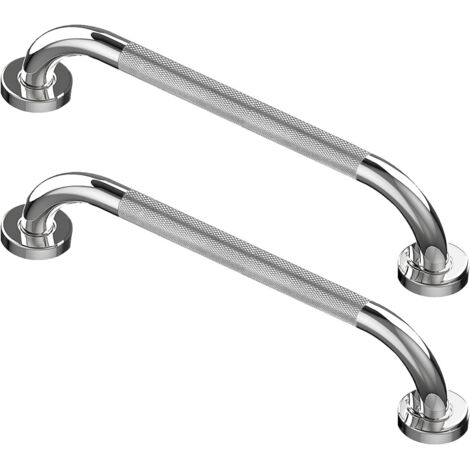 2 Stück Haltegriffe für Senioren 40 CM Wand Verchromt Edelstahl Badezimmer Haltegriff, Dusche Griff, Bad Griff, Duschgriffe für Senior und Behinderte Badewanne Anti-Rutsch-Muster