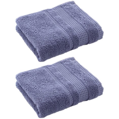 2 Stück Handtuch-Set Handtuch, Badetuch, Gesichtstuch, Gästehandtuch, Duschtuch, 34 x 72 cm, Baumwolle Blau
