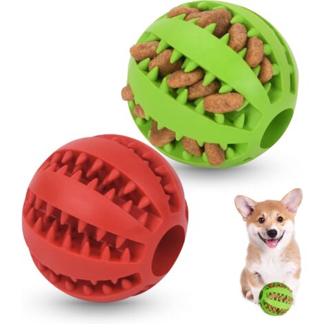 2 Stück Hundespielzeugbälle, Hundespielzeugball, Naturkautschuk-Spielzeughund, Trainingszahn-Intelligenzspielzeug für Hundeball