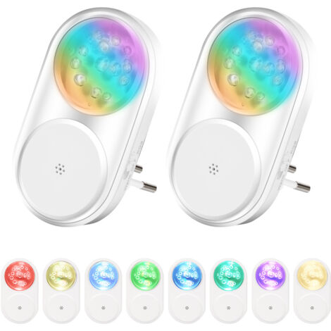 2 Stück Intelligente LED-Lichtsteuerung Nachtlicht, RGB sieben Farben Umgebungslicht, Baby Zimmer schlafen Licht Schlafzimmer Korridor bequeme Lichter