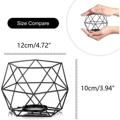2 Stück Kerzenhalter, Hochzeitskerzenhalter, Dekorative Teelichthalter, Geometrische Teelichthalter Aus Metall, Kerzenständer, Für Hochzeitsdekoration, Bankette Und Versammlungen, Schwarz