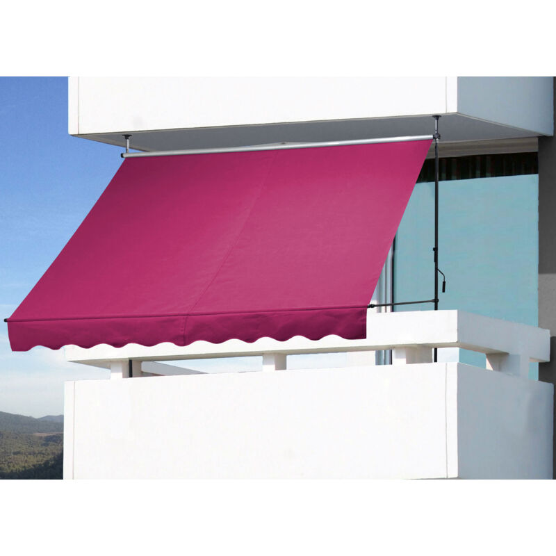 

2 Stück Klemmmarkise 200x130cm Bordeaux Balkonmarkise Sonnenschutz Terrassenüberdachung Höhenverstellbar von 200-290cm Markise Balkon ohne Bohren