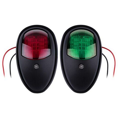 2 Stück LED-Navigationslicht-Signal-Warnleuchte für Yacht-LKW-Anhänger, Van, Port-Seitenlicht, Schwarz