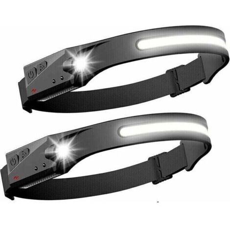 2 Stück LED Stirnlampe Scheinwerfer Sensor Leistungsstarke Stirnlampe COB XPE 5 Modi USB Wiederaufladbar Wasserdicht Lauflampe, Camping, Lesen, Wandern, Radfahren, Angeln, Radfahren,