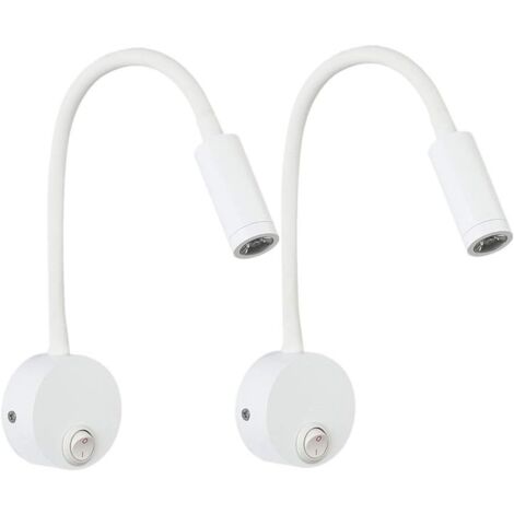 2 Stück LED-Wand-Leselampe, silberfarbenes Aluminium, Schreibtischlampe, warmweißes Licht, Augenschutz-Design, Nachttischlampe mit Schalter