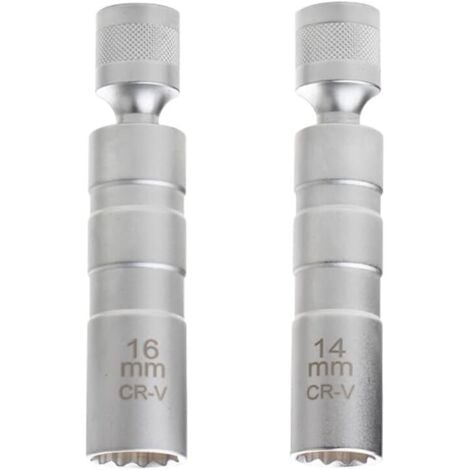 2 Stück Magnetisch Zündkerze Steckschlüssel Entferner Installer Werkzeug Universal Flexibel Zündkerzenschlüssel, zündkerzen gelenkeinsatz zündkerzenschlüssel(14mm, 16mm)