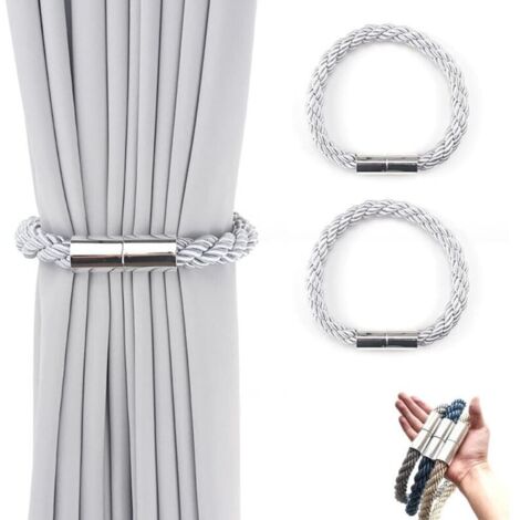 2 Stück magnetische, geflochtene Gardinenhalter, magnetische, geflochtene Gardinenschlaufen, magnetische Gardinenschlaufen, Gardinenhalter