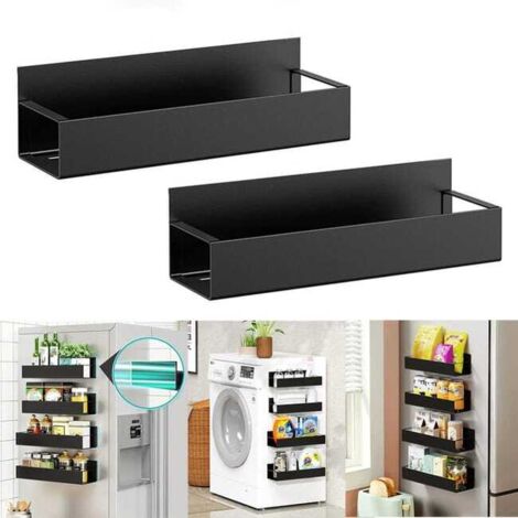 2 Stück magnetisches Lagerregal, seitliches Organizer-Rack für den Kühlschrank, magnetisches Saug-Kühlschrankregal