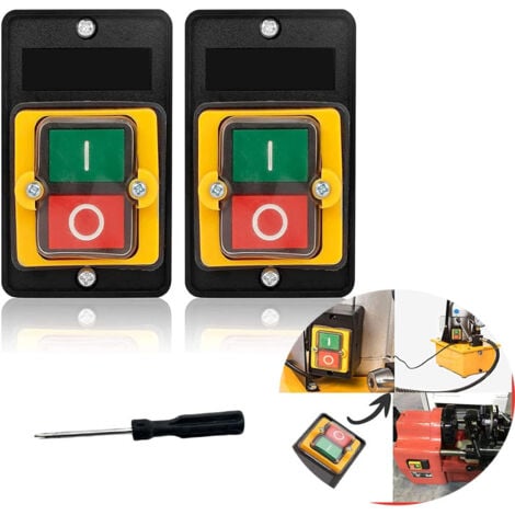 BLUEDEER 2 Stück Maschinenschalter 230 V Schalter 230v Stück Maschinendruckschalter 220 V Maschinenschalter 230v Maschinenschalter Druckknopf AC 220 V / 380 V 10 A Scherschalter Nullspannungsschalter in mechan