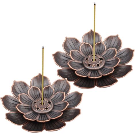 2 Stück Messing-Räucherstäbchenhalter, Lotus-Räucherstäbchenhalter, Räucherstäbchenhalter, Räuchergefäß, Räuchergefäß, 6-Loch-Räucherstäbchenhalter ohne Räucherstäbchen