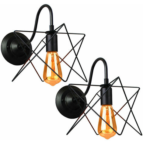 2 Stück Metallkäfig Wandleuchte Eisen Lampenschirm Lampe Leuchte Industrie Vintage Retro Schwarz