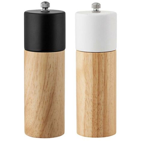 2 Stück Mini-Handpfeffermühle aus Holz, Salz und Pfeffer, Multi-Cruet-Küchenwerkzeug mit Keramikmahlwerk