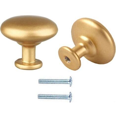 2 Stück Möbelgriff Küche Goldener Möbelknopf Runder Möbelgriff Küche Gold Matt Türknopf Küche 30mm Schubladenknopf Vintage für Möbel Schublade Schrank Küche Schrank, mit Schrauben