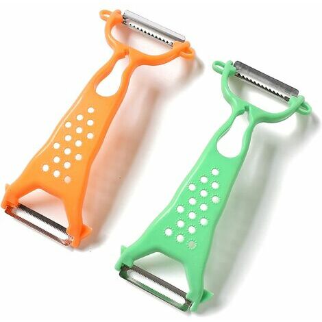 AMIRROR SMART UG 2 Stück Multifunktions-Obstschäler Gemüse Edelstahl Obstschäler und -schneider für die Küche, Schäler für Äpfel, Kartoffeln, Karotten, Gurken (Orange und Grün)