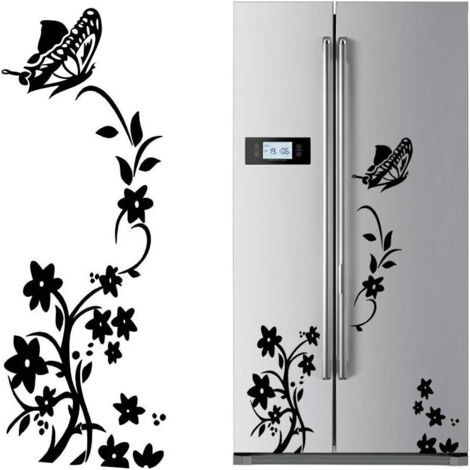 2 Stück Noir Fleur Vigne Aufkleber für Kühlschrank und PVC-Papier