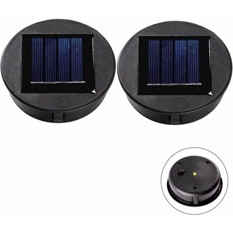 SONIATKIA 2 Stück obere Ersatz-Solarleuchte für Laterne, Solarpanel-Lichtabdeckung mit einer LED-Glühbirne, DIY-Solarlaterne für Gartendekoration im Freien