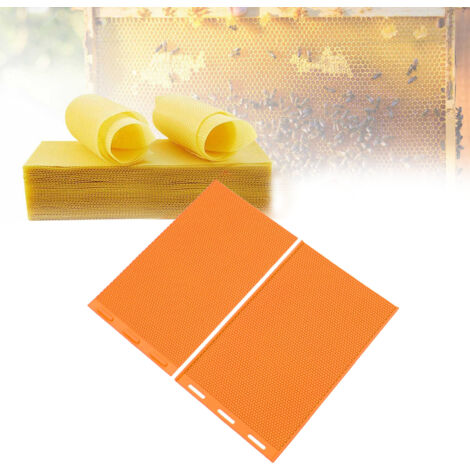 2 Stück orangefarbene, flexible Silikon-Bienenwachsplatten zum Prägen von Wabenmustern für die Imkerei, 5,4 mm dick, Abmessungen: 450 x 285 mm / 423 x 270 mm