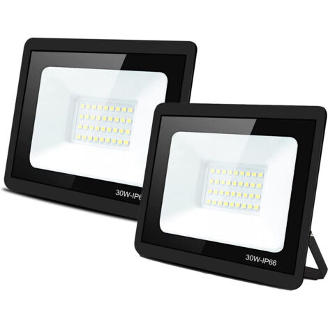 2 Stück Outdoor 30W Kaltweiß LED Flutlichter, IP66 Wasserdichtes LED Flutlicht für Garten Outdoor LED Flutlicht