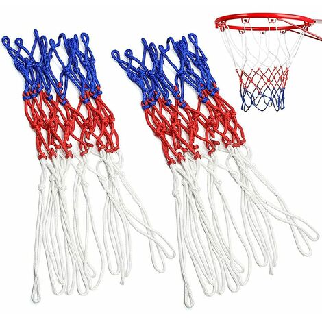 2 Stück Outdoor-Basketballnetz, mehrfarbiges Basketballnetz, Ersatz-Basketballnetz, tragbares Basketballnetz, für Indoor- oder Outdoor-Basketballkorb