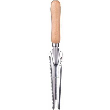 2 Stück Rasenmähermesser aus Edelstahl, Garten-Unkrautschaufel, Edelstahl-Handschneider, Holzgriff, Graben, Umpflanzen, Unkrautwerkzeuge