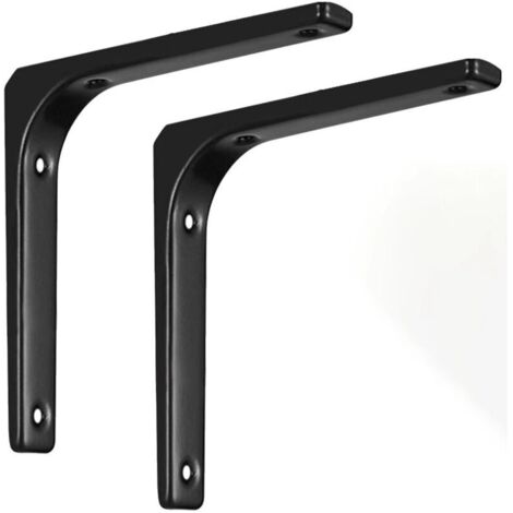 2 Stück Regalhalterung, robuste Wandhalterung, L-förmige Wandregalhalterung, 150 x 125 mm, Regalhalterung, schwarze Wandregalstütze mit Schrauben..DEBUNS