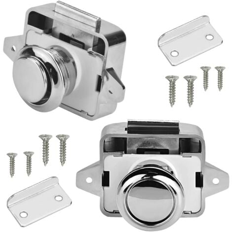 2 Stück Riegel Push Lock RV Möbelschloss Metallriegel Knopfschloss Schubladenriegel Push Lock Möbel Möbelschloss Riegel