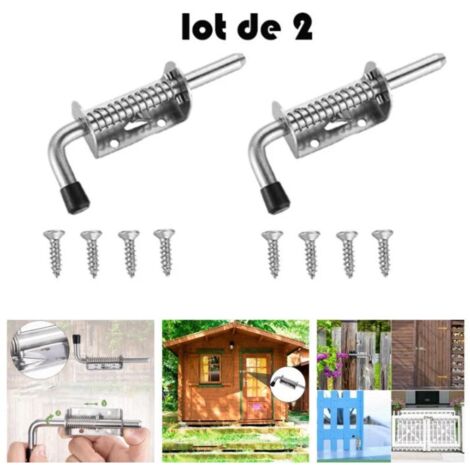 2 Stück robuste Edelstahl-Federriegel, 10 x 128 mm Edelstahl-Federriegel, Zylinderriegel für Garage/Gartentür, Schrank