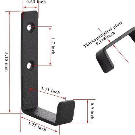 2 Stück robuste Wandhaken, J-Haken für die Garage, universelle schwarze Schraubhaken, Garderobenhaken, stabile Haken zum Aufhängen, Wandhalterung für sperrige Gegenstände (2 Stück)
